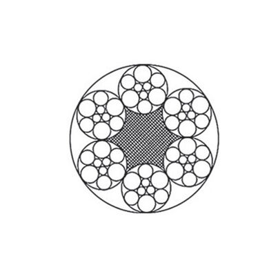 حبل سلكي مجلفن 6x7+FC إلى 6x9W+IWR، 1.8-36 مم، 1570-1870 ميجا باسكال، لعربات الكابل
